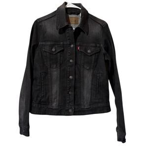 LEVI Strauss & Co Women Size‎ Medium Original Denim Trucker Jean Jacket Grunge
